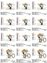 Snoopy Cowboy Embroidery Pack – 3 Unique Designs in Multiple Sizes - FineryEmbroidery